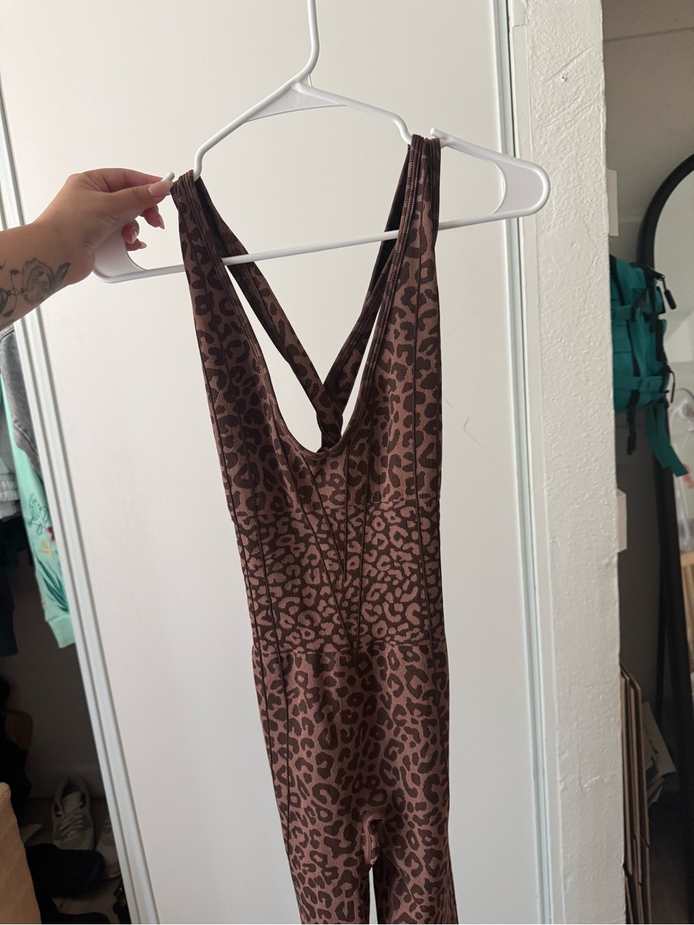 SHEIN Brown Leopard Print Jumpsuit size L